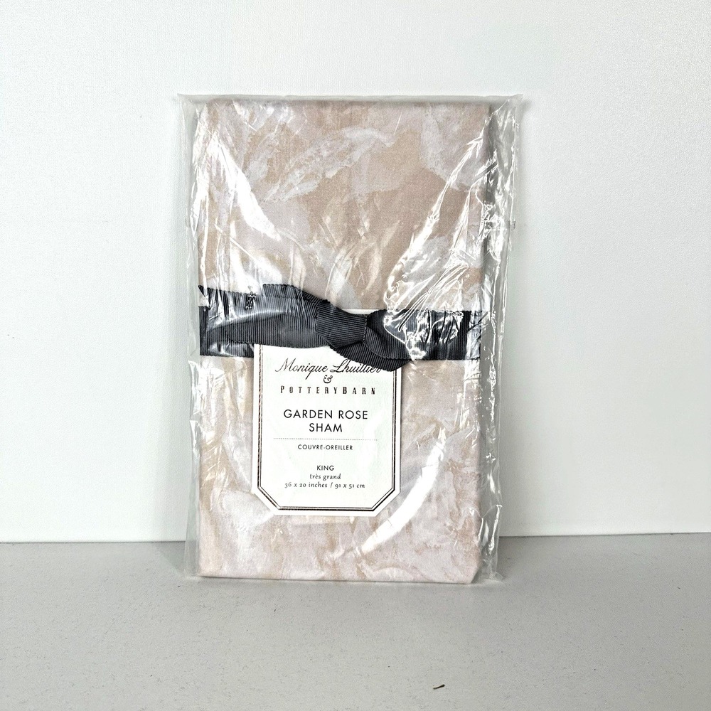 Pottery Barn Monique Lhuillier Garden‎ Rose King Sateen Sham Blush Pink New